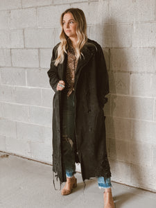 Yellowstone Distressed Duster ( Black Denim )