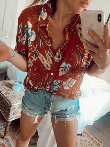 Rust Floral Blouse